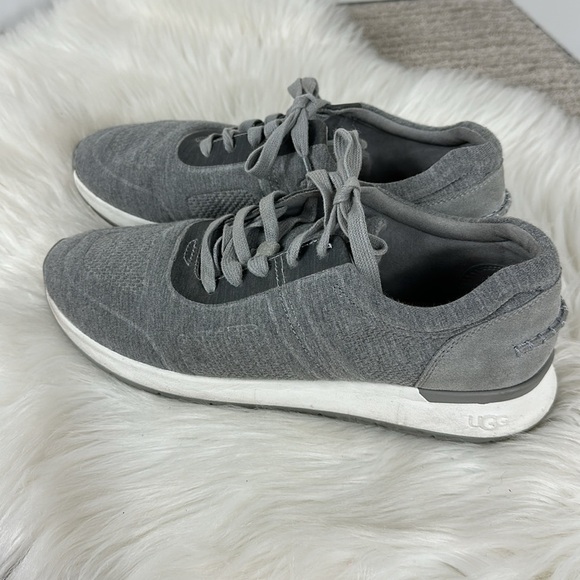 UGG Gray Adaleen Jersey Knit Lace Up Sneakers 9.5 - Picture 1 of 7